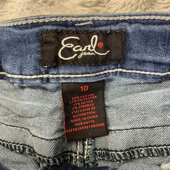 Earl Jeans Women 10 Slim Boot Medium Wash Embroidered Rhinestone Flap Pocket - Picture 3 of 9